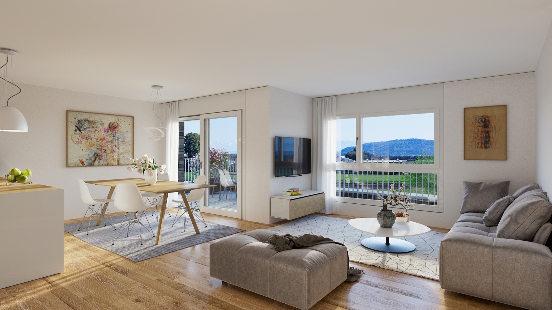 Attika — Wohnzimmer und Terrassenzugang