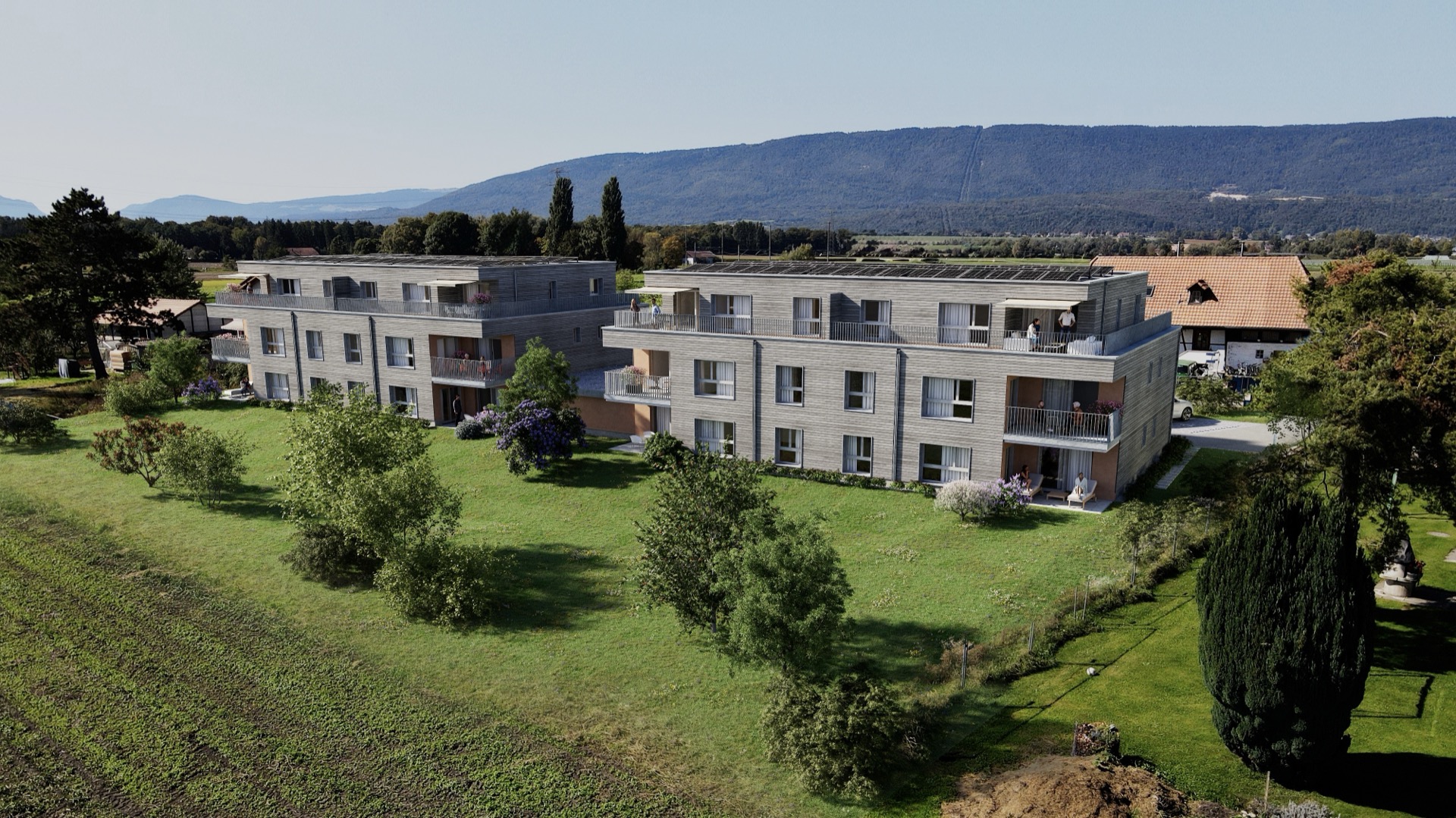Südansicht der zwei Arboréa-Gebäude