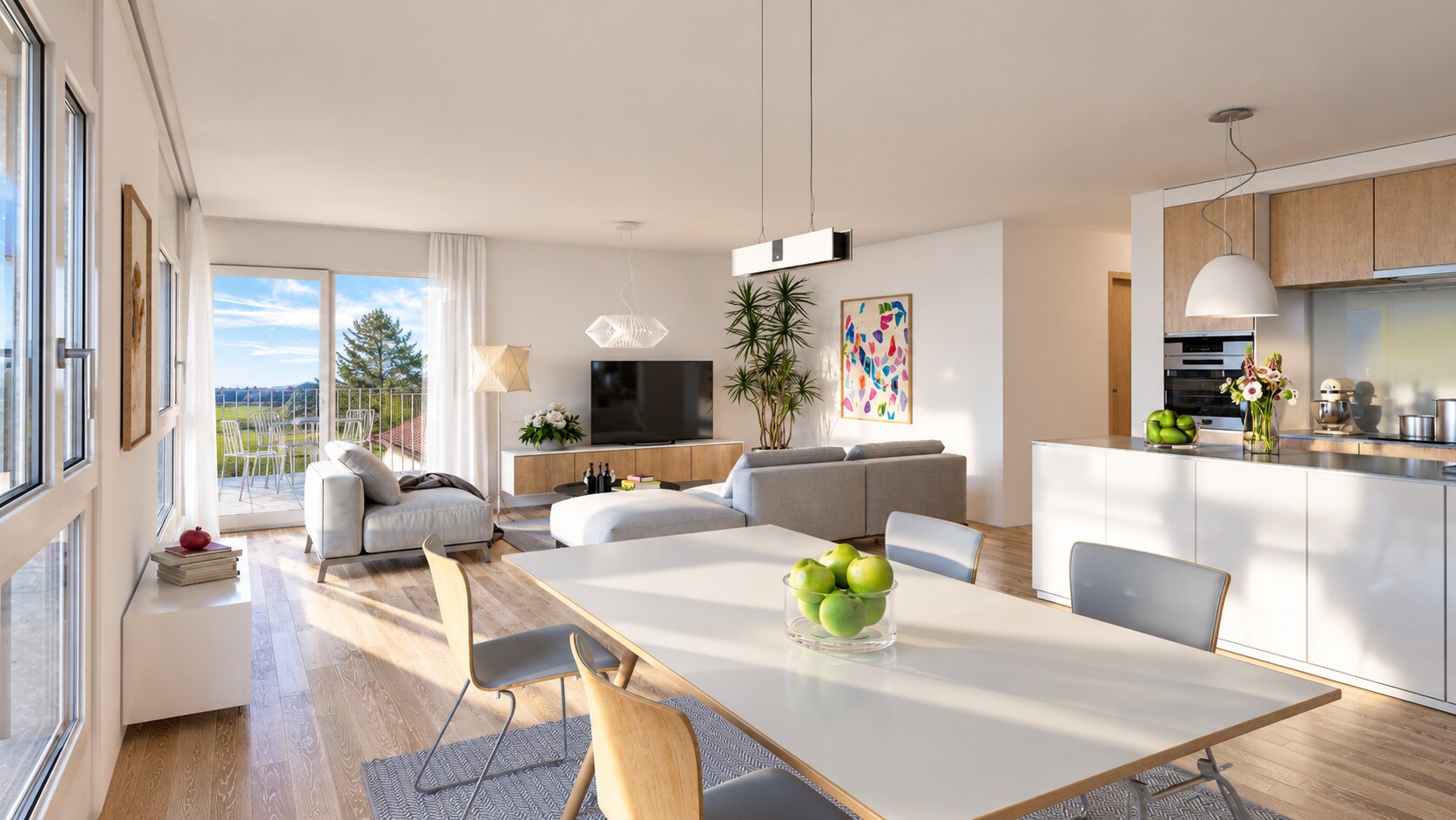 Intérieur ouest — Séjour et cuisine