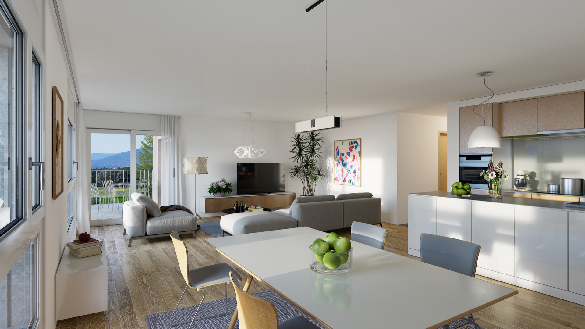 Innenraum West — Wohnzimmer und Küche